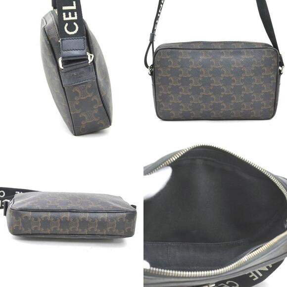 CELINE Black Coated Canvas Shoulder Bag - Picture 2 of 5